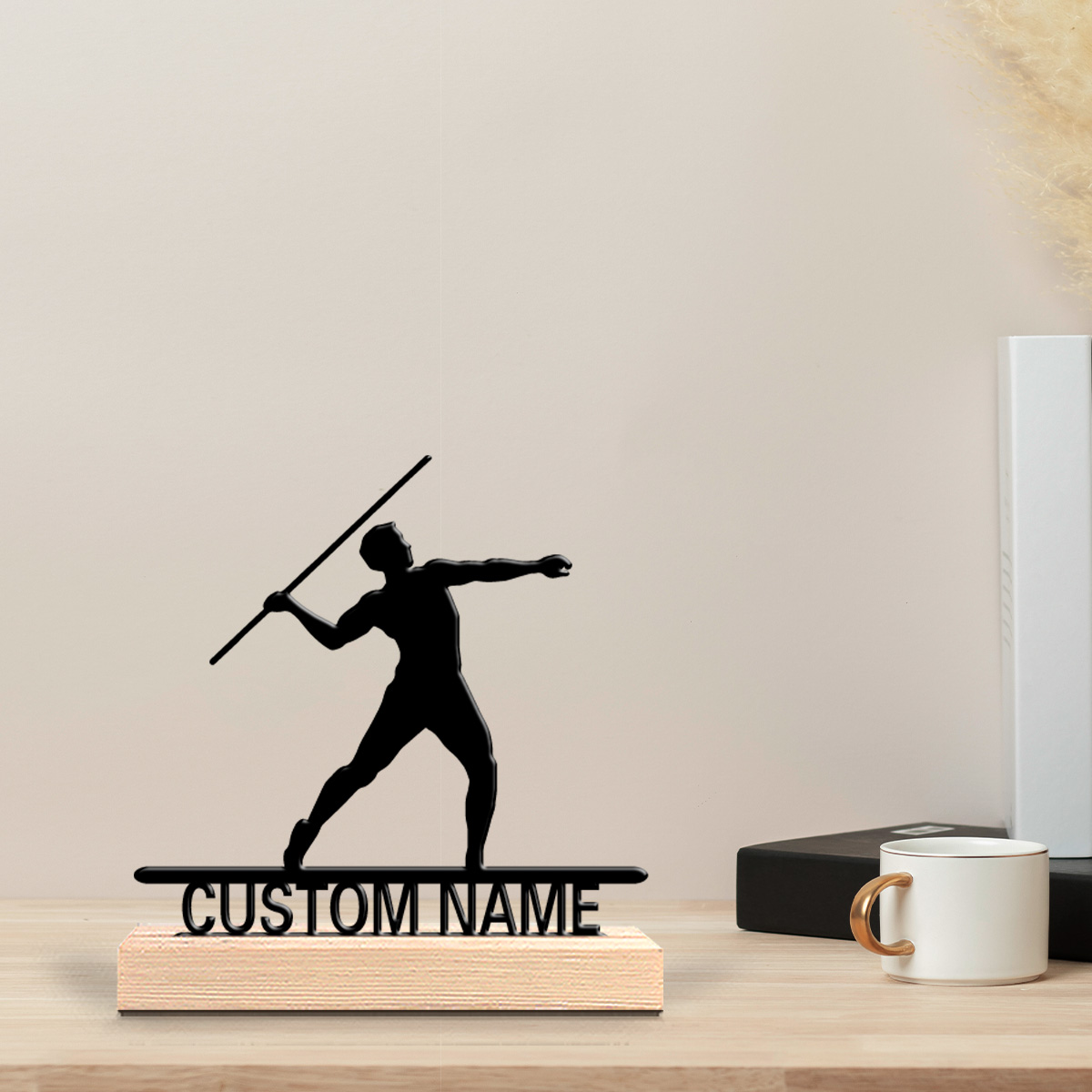 Javelin Throwing - Estatua de metal personalizada con nombre
